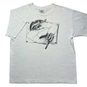 VTG 90s M.C. Escher Drawing Hands Art 1991 Paradox Single Stitch t-shirt XL
